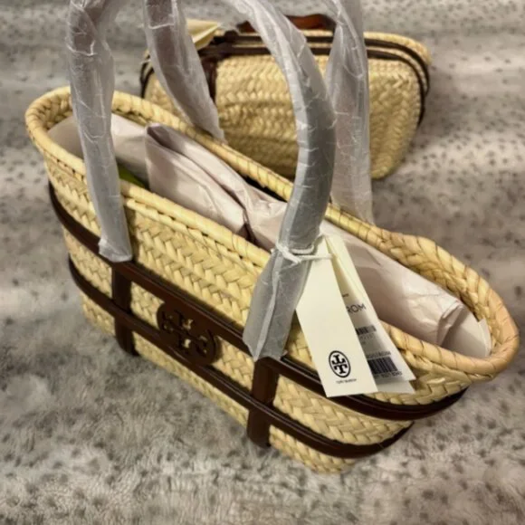 Tory Burch Ella Raffia Straw Basket Tote MSRP$395 Holiday Vacation Sensation ! - Picture 5 of 12